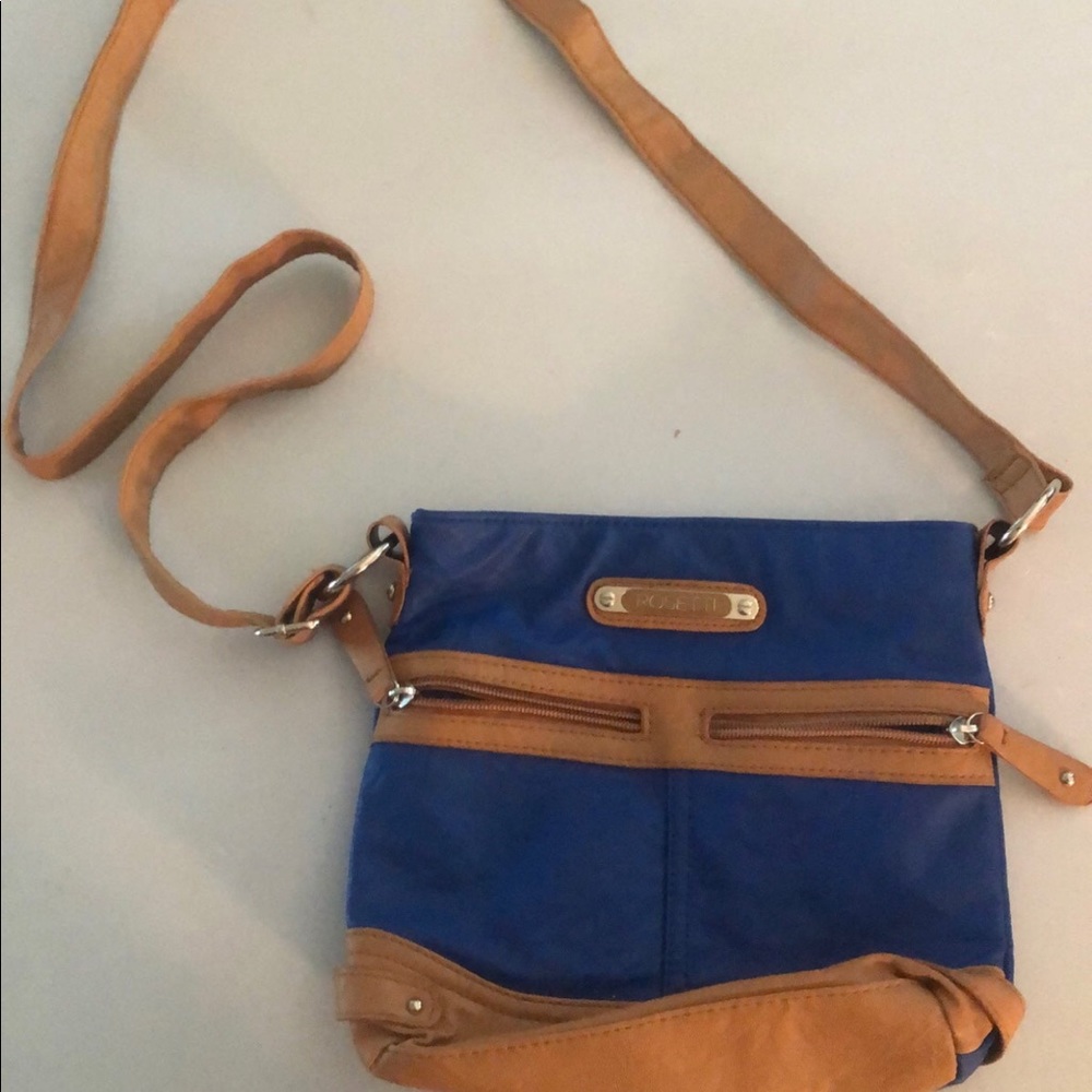 Rosetti blue and brown purse with many pockets